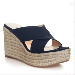 L'AGENCE Navy Espadrille Wedges